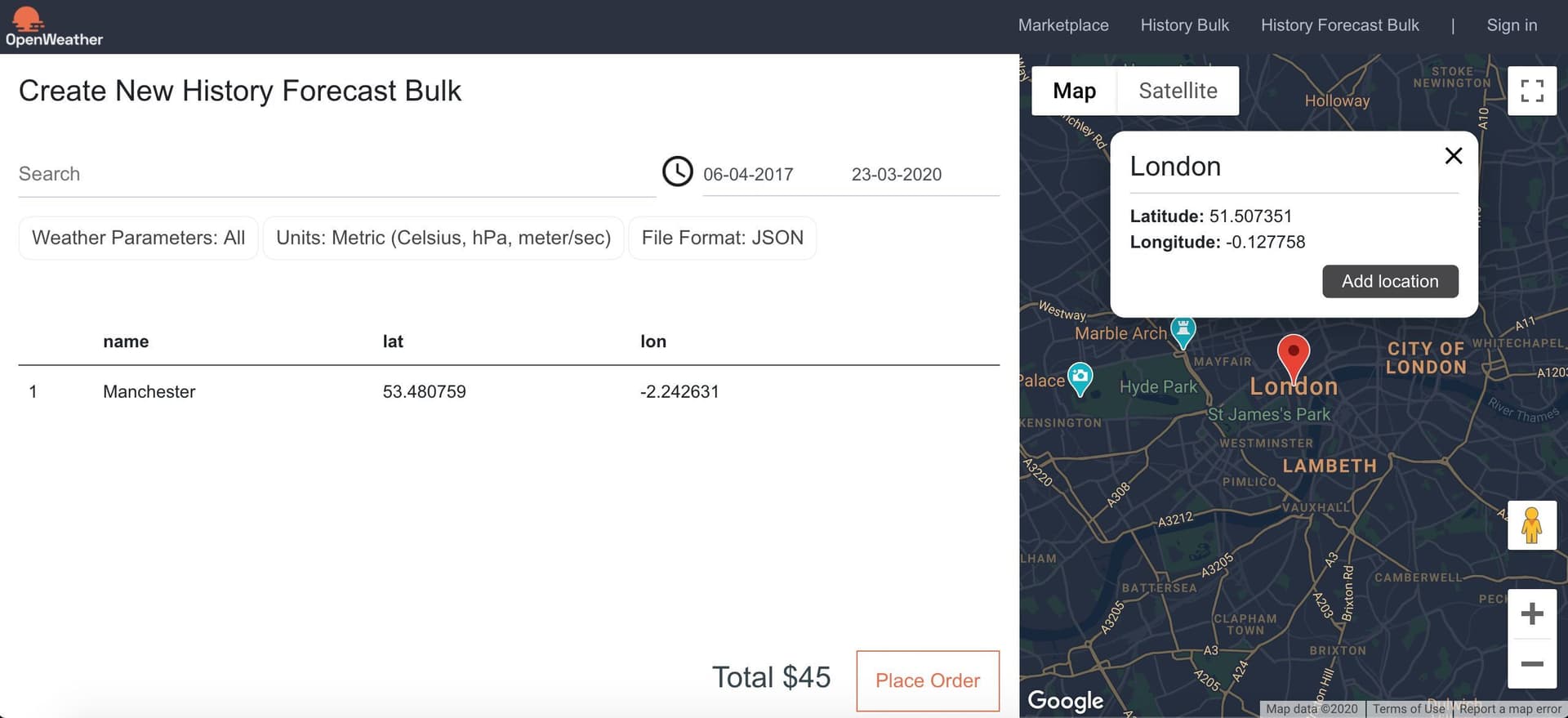History forecast bulk
