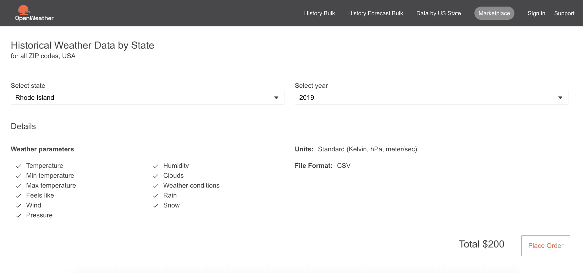How to get historical weather data by state instruction